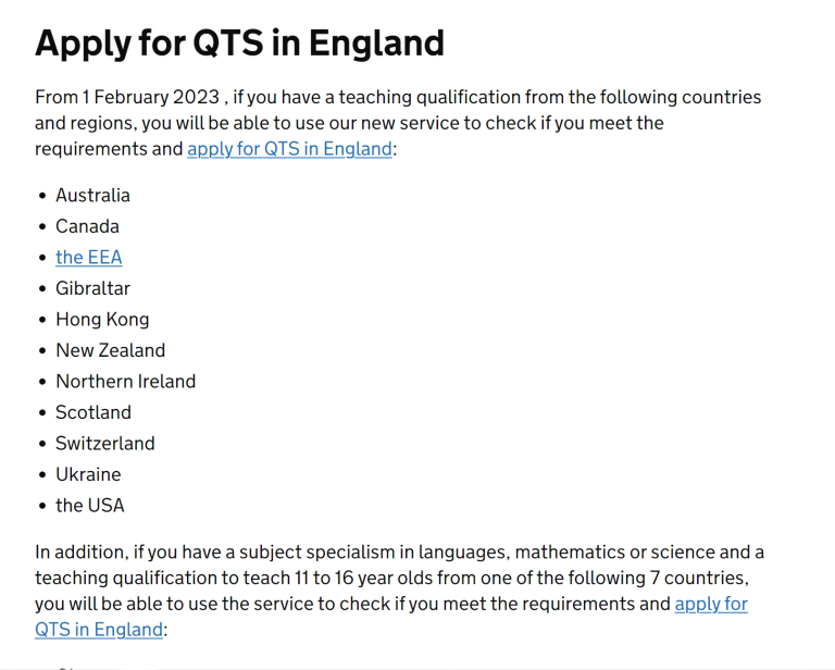 Apply for QTS in England to Migrate to uk as a teacher